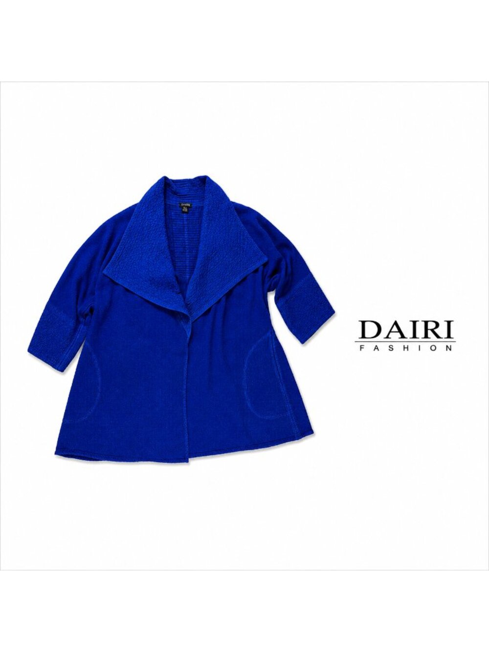 DAIRI Fashion Royal Blue Textured Open Jacket ~ Size 3X